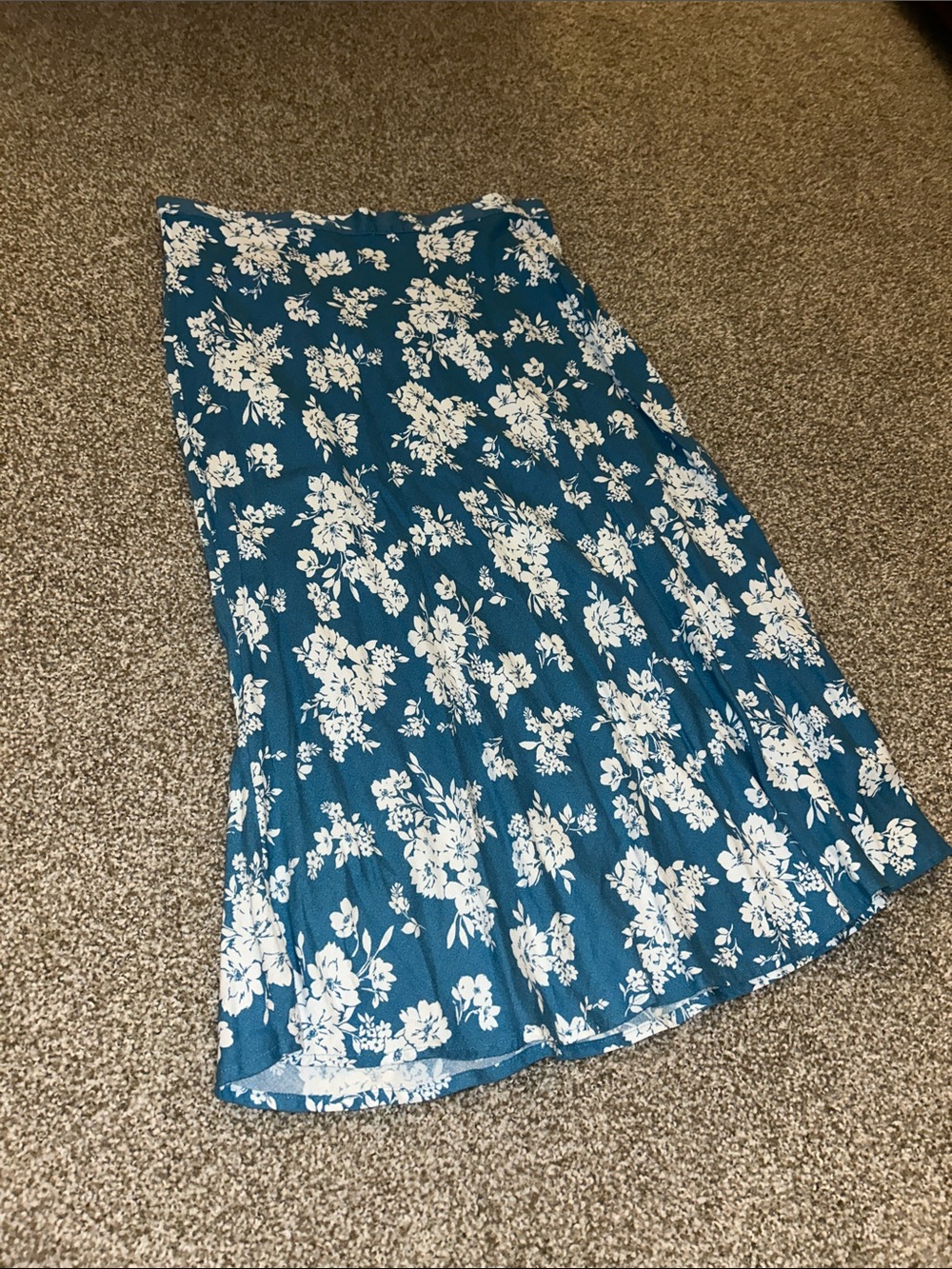 Old Navy Teal Floral Midi Skirt